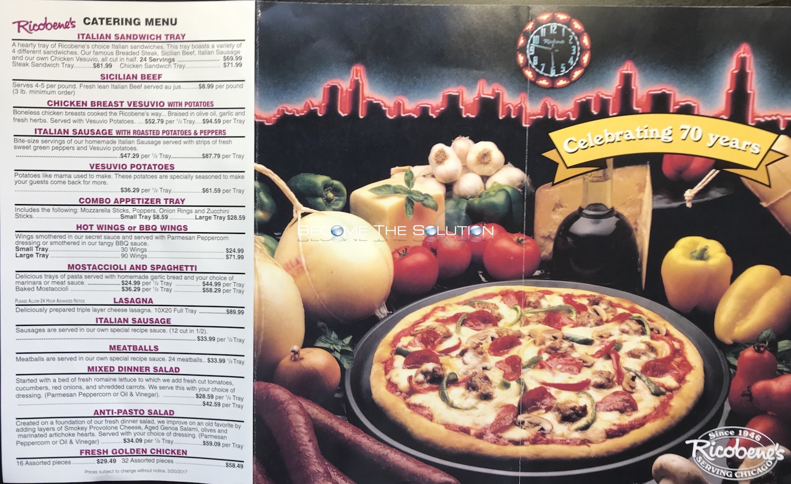 Ricobene's Carry Out Menu Chicago (Scanned Menu With Prices)